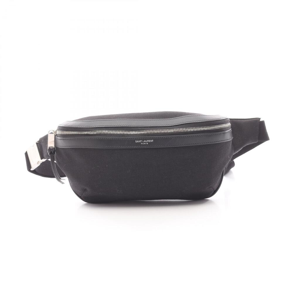 Saint Laurent Paris Waist Bag Body Canvas Leather Black